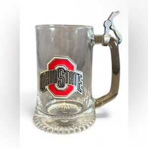 Mini Stein 4 3/4” Tall Ohio State Buckeye Glass Beer Mug with Red Logo